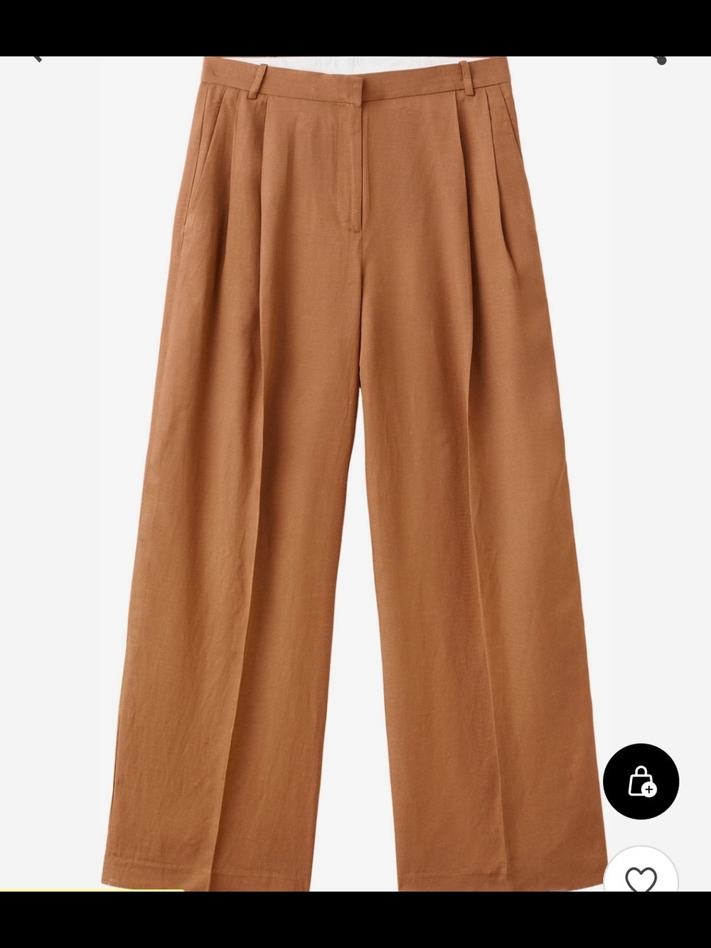 MANGO Wide Leg Pleated Trousers in Warm Caramel